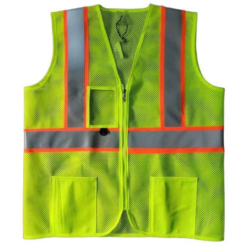 Green Reflective Safety Jackets Sleeveless Plain Net Pattern Free Size Manufacturers, Suppliers, Exporters in Delhi